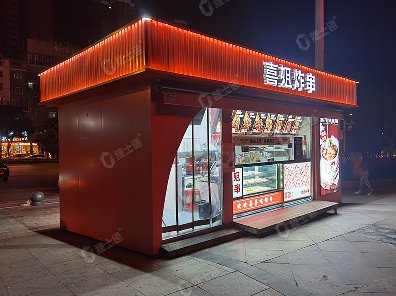 捷士通生產(chǎn)的炸串商亭售賣亭是一個(gè)尺寸為3乘6米的商業(yè)設(shè)施，專門用于銷售炸